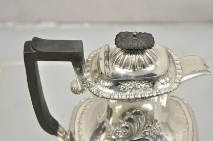 Antique English Victorian Silver Plated Floral Repousse Coffee Pot Teapot