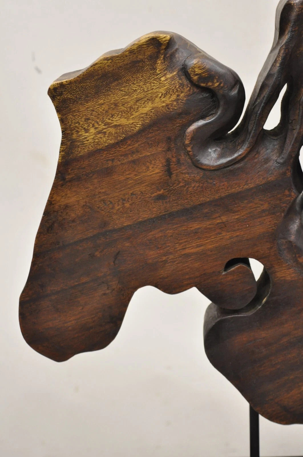 Modern Organic Abstract Carved Teak Wood Large Modernist Table Art Sculpture
