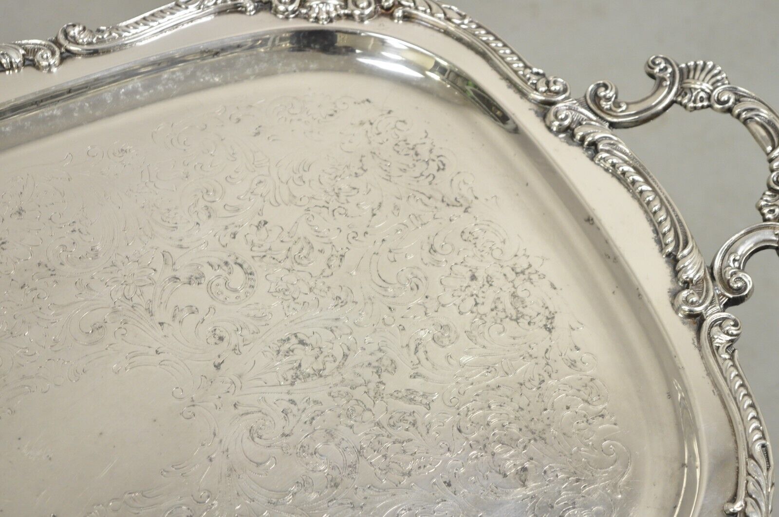 Vintage English Victorian BSC Silver Plater Twin Handle Serving Platter Tray