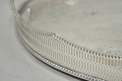 Vintage English Edwardian Silver Plated Oval Scalloped Gallery Bar Platter Tray