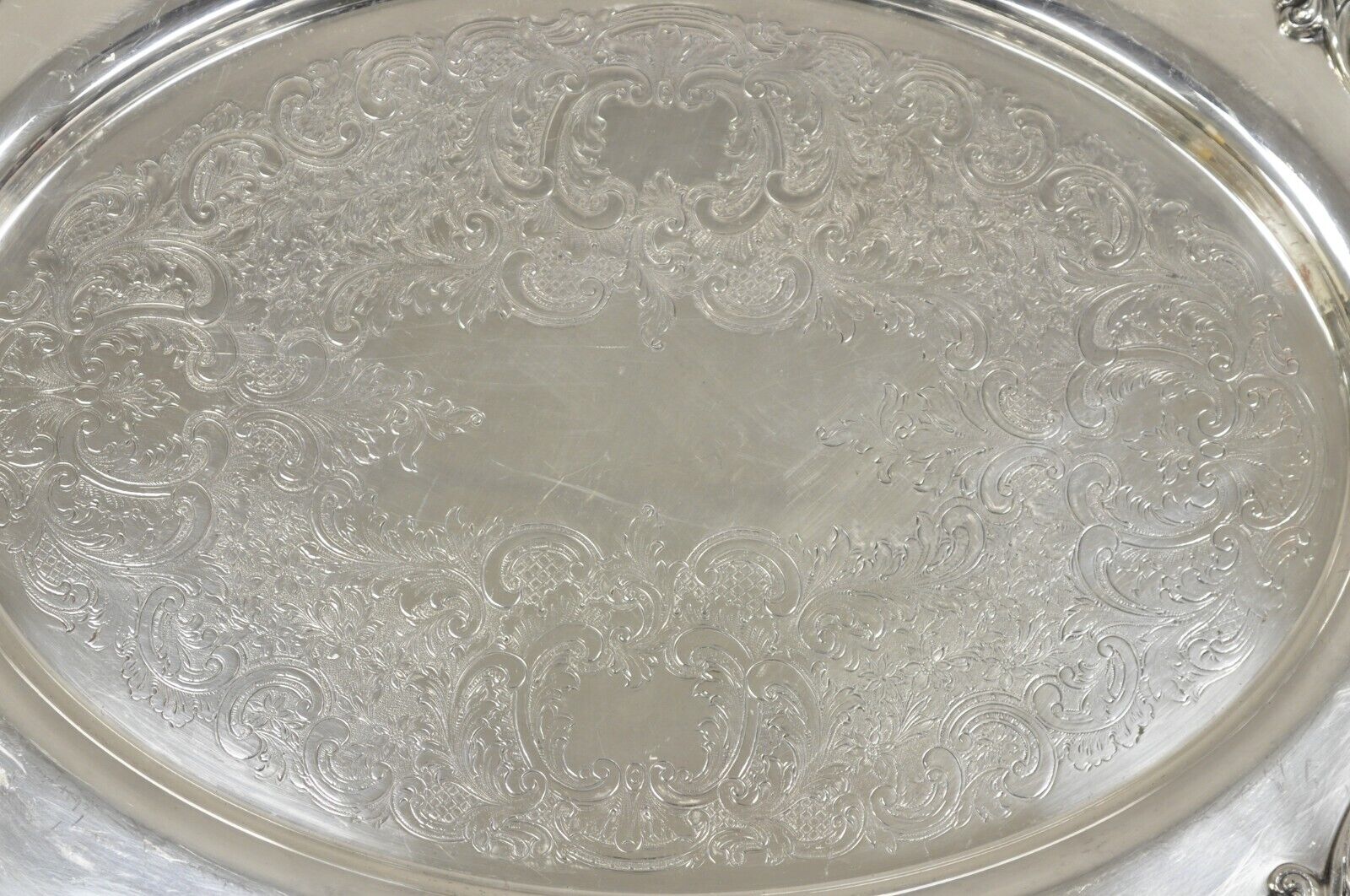 Vintage WSB English Victorian Style Oval Silver Plated Serving Platter Tray