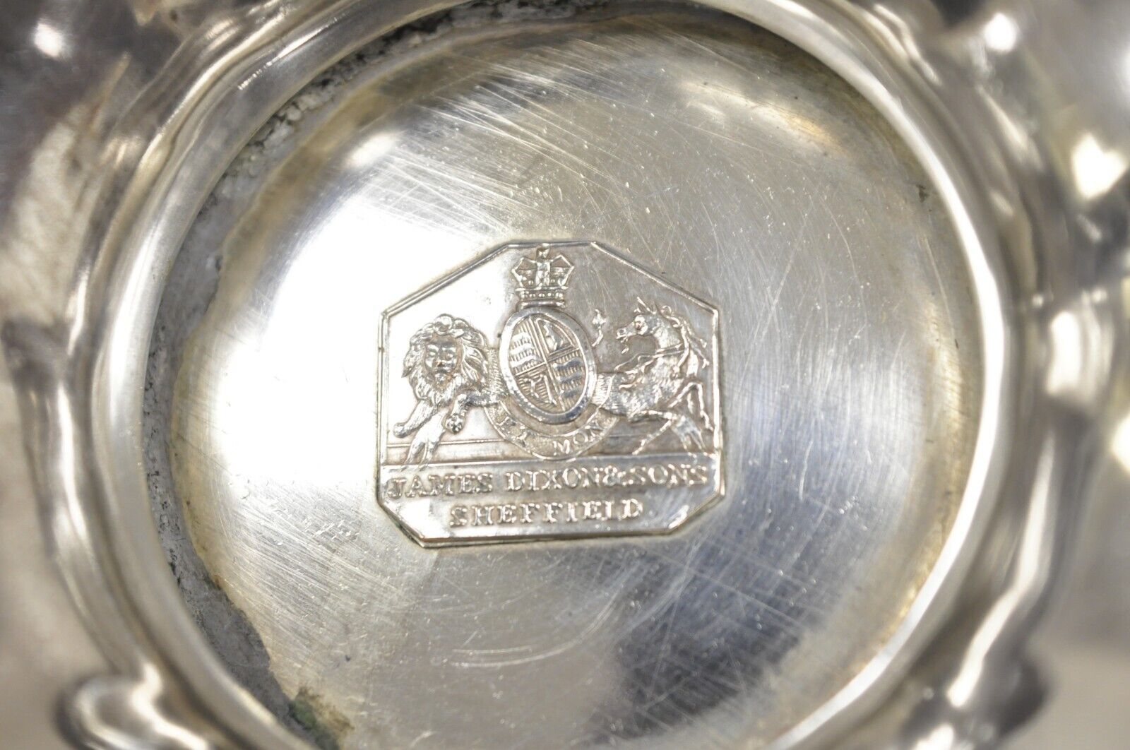 James Dixon & Sons Silver Plated Grapevine Repousse Scalloped Basket Bowl