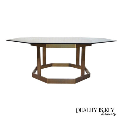 Vintage Mastercraft Hollywood Regency Brass & Octagonal Glass Coffee Table