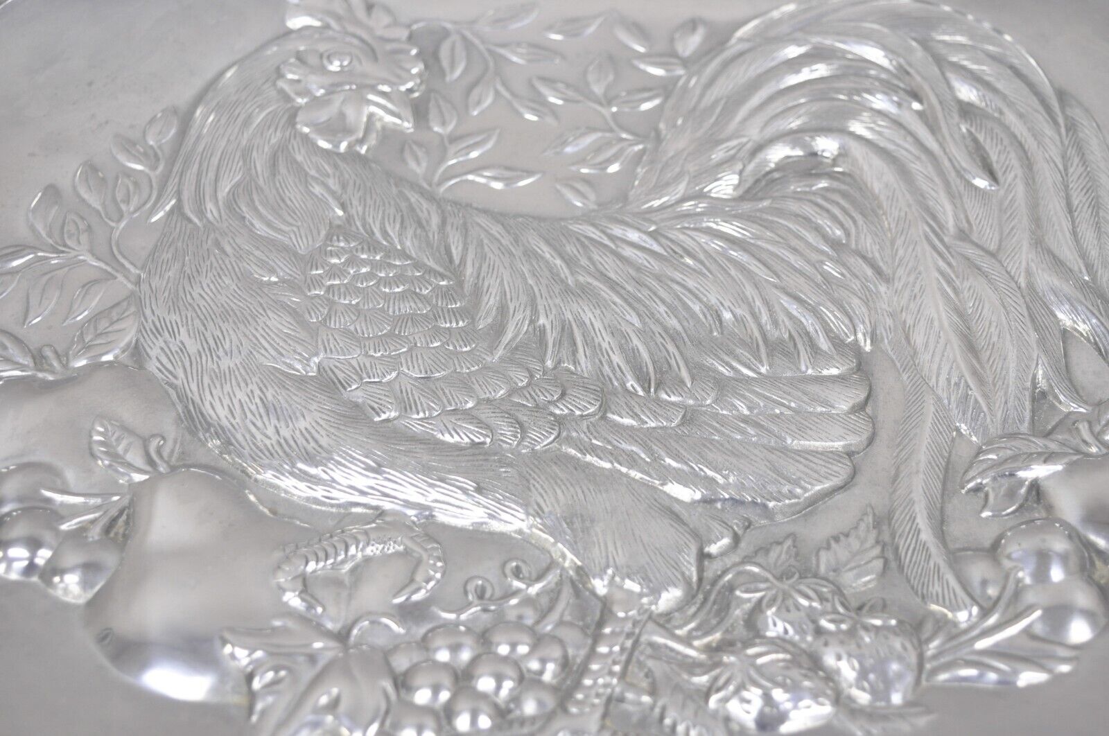 Vintage Lenox Retired Large Rooster Metal Holiday Serving Platter Tray