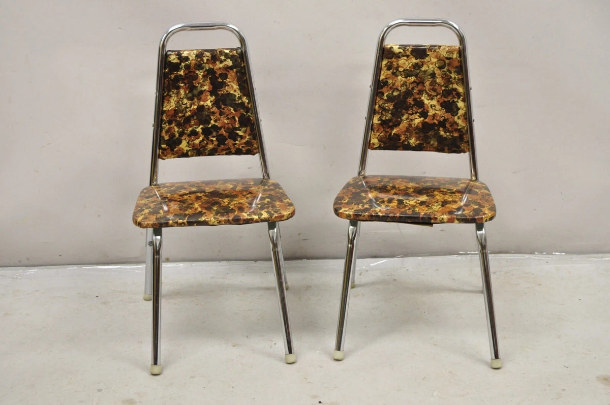 Vintage Children's Small Mid Century Tubular Metal Kitchen Side Chairs - A Pair