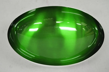 Vintage Wallace 9100 Modern Green Enamel Silver Plated Oval Serving Fruit Bowl