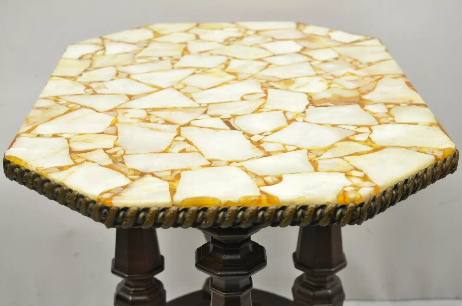 Vintage Modern Mediterranean Style Resin Specimen Top Side Lamp End Table