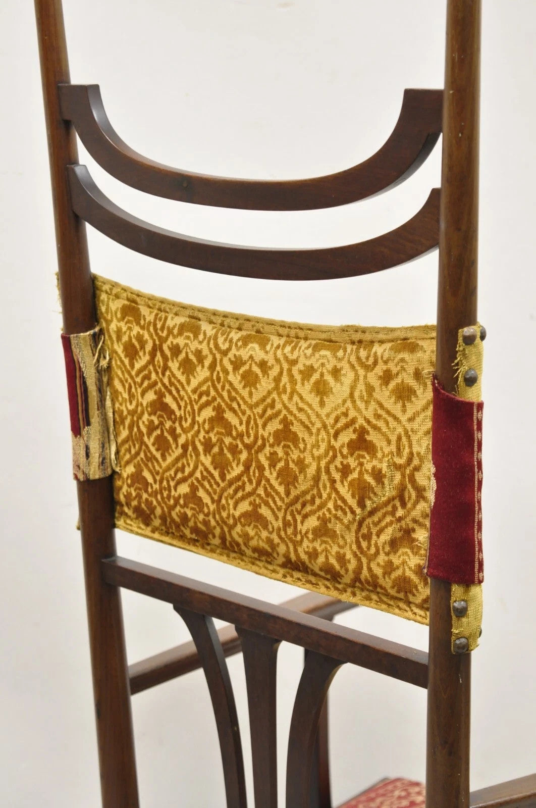 Antique Art Nouveau Mahogany Tall Finial Parlor Side Chair after J.S. Henry