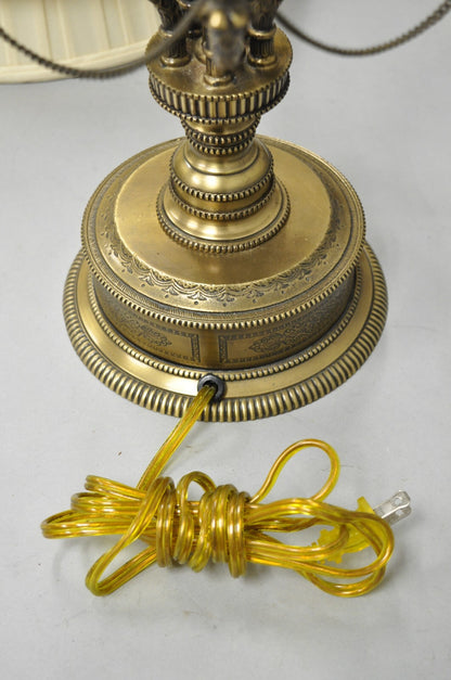 Vintage French Regency Style Brass Swans Candelabra Table Lamps - a Pair