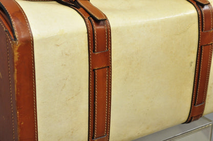 Vintage Dinoffer NY Italian Brown Leather & Vellum Parchment Gladstone Bag, Pair