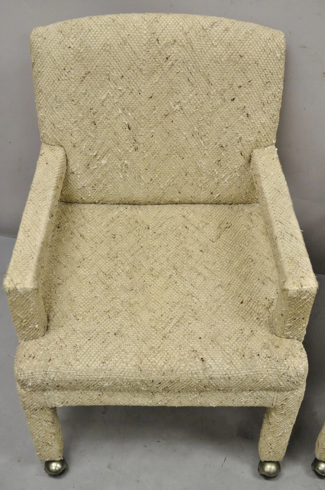 Vintage Bassett Mid Century Modern Upholstered Parson Style Lounge Chairs - Pair