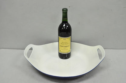 Vintage Michael Lax Copco Denmark Modern Blue Enamel Cast Iron Paella Dish Pan