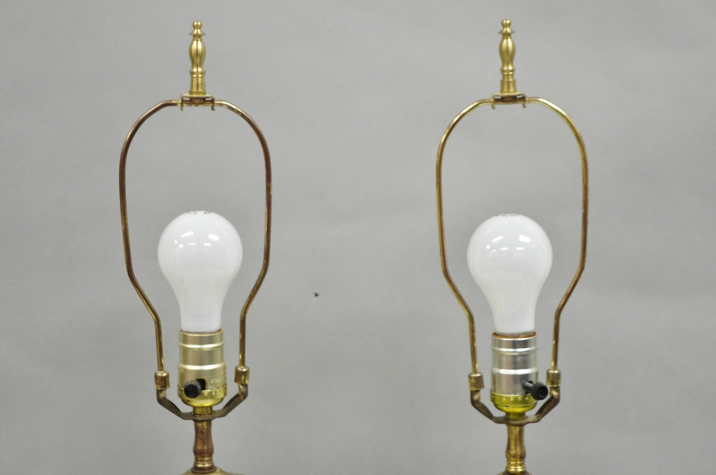 Antique French Victorian Hand Painted Porcelain Pink Rose Table Lamps - a Pair