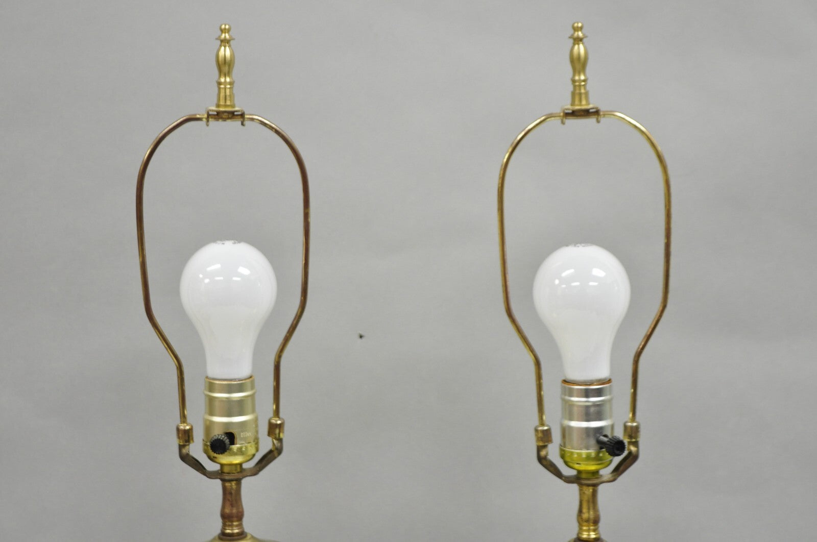 Antique French Victorian Hand Painted Porcelain Pink Rose Table Lamps - a Pair