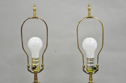 Antique French Victorian Hand Painted Porcelain Pink Rose Table Lamps - a Pair