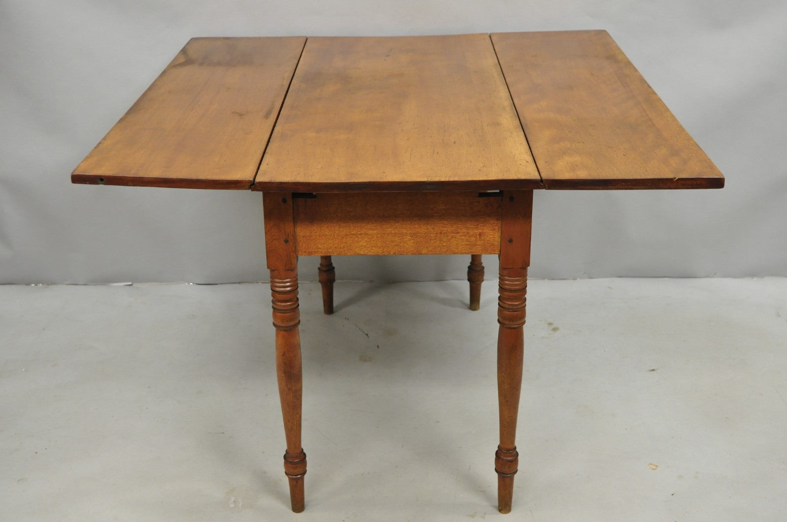 Antique French Country Farmhouse Cherry Wood Drop Leaf Extension Dining Table