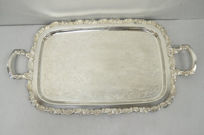 Vintage Oneida Victorian Silver Plated Etched Butlers Serving Platter Bar Tray