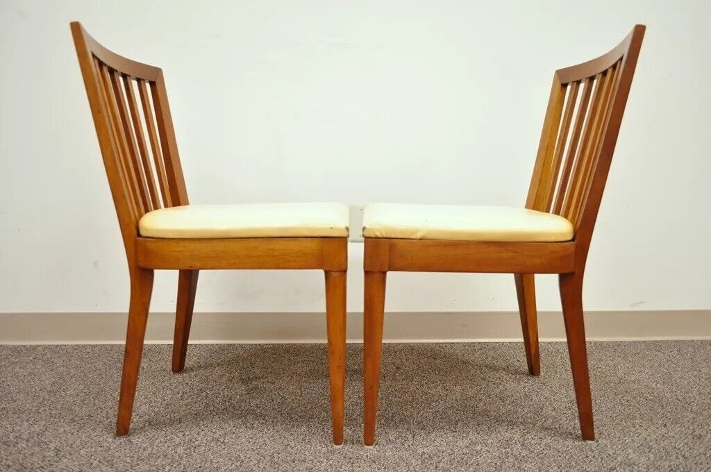 Vintage Paul McCobb Style Mid Century Modern Maple Slat Back Dining Chair - Pair