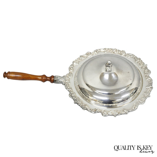 Vintage English Victorian Silver Plated Covered Chafing Dish Serving Platter