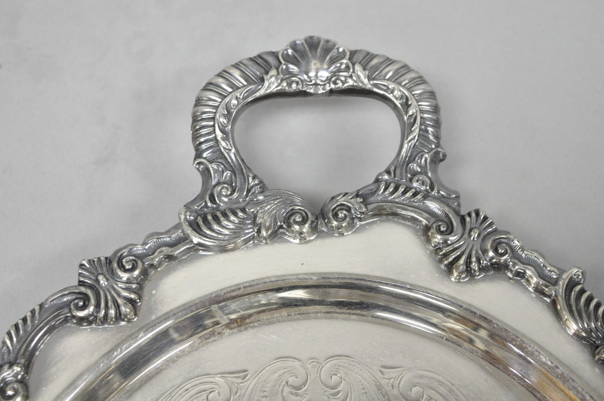 Vintage Sheffield Victorian Silver Plated Oval Platter Tray 25th Anniversary