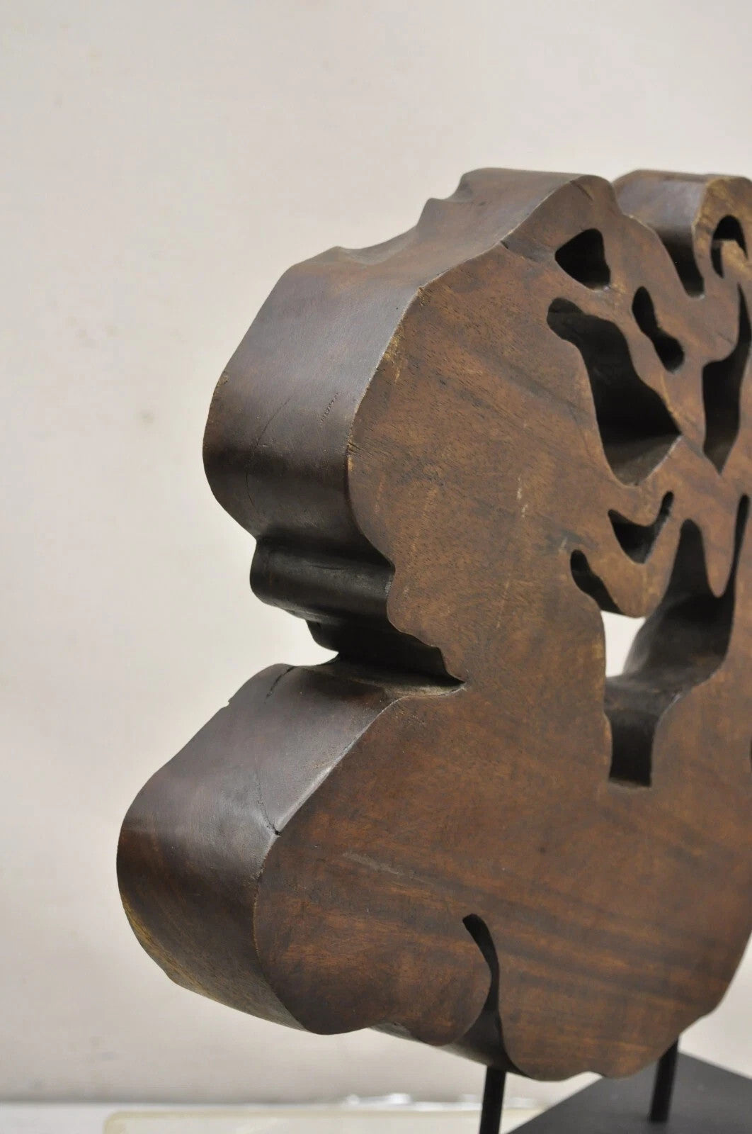 Modern Organic Abstract Carved Teak Wood Large Modernist Table Art Sculpture