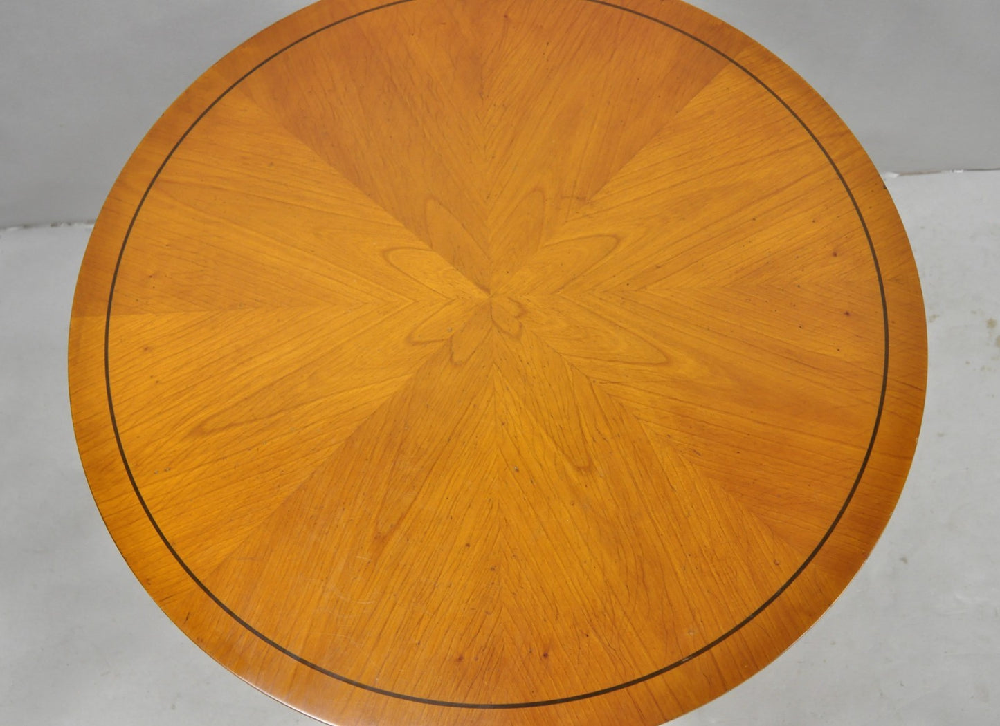 John Scalia French Empire Style Round Cherry Wood Bouillotte Lamp Side Table