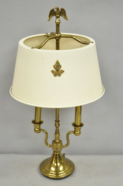 Vintage French Empire Federal Style Small Brass Bouillotte Tole Desk Table Lamp