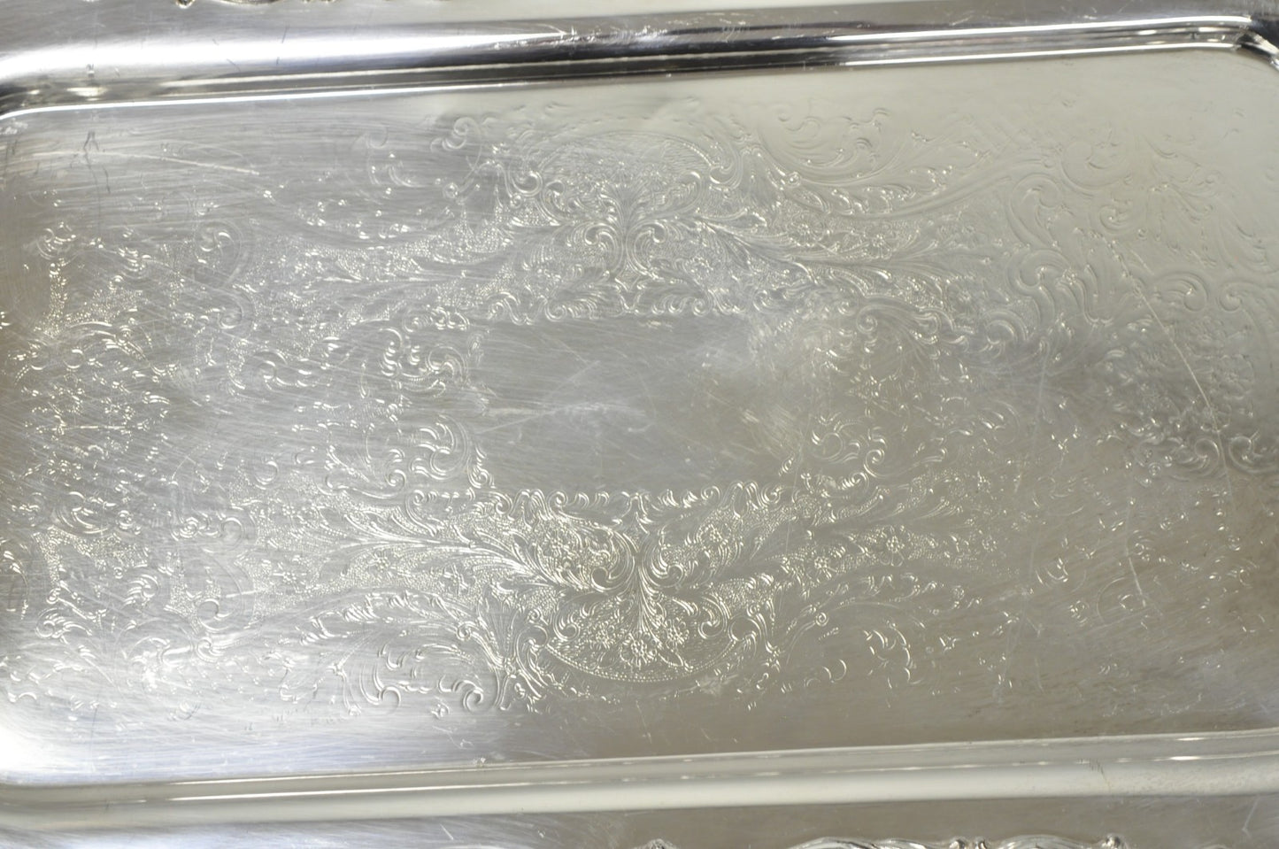 Vintage FB Rogers 1338 Victorian Silver Plated Narrow Serving Platter Bar Tray