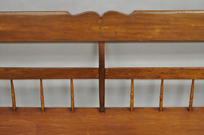 Antique American Colonial Farmhouse Spindle Back Pine Wood 8 Leg 72" Long Bench