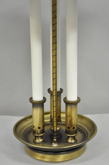Vintage French Country Brass Candlestick Tole Metal Shade Bouilotte Desk Lamp