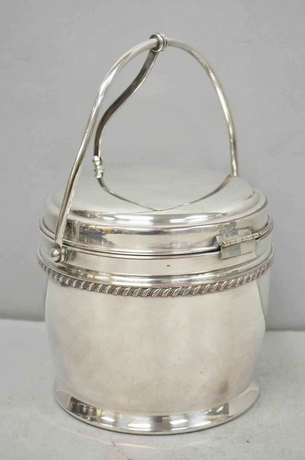 Vintage Bernard Rice's Sons Silver Plated Reticulating Hinge Lid Bar Ice Bucket