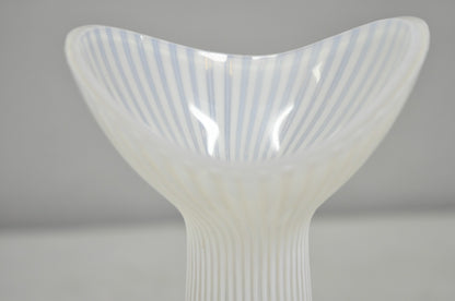 Vintage Uno Westerberg Spectra Pukeberg White Opalescent Glass Ribbed Vase