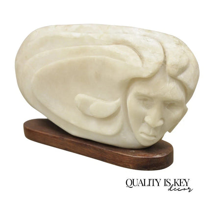 Vintage Bud Miller 1989 Native American Carved Alabaster Double Sided Sculpture