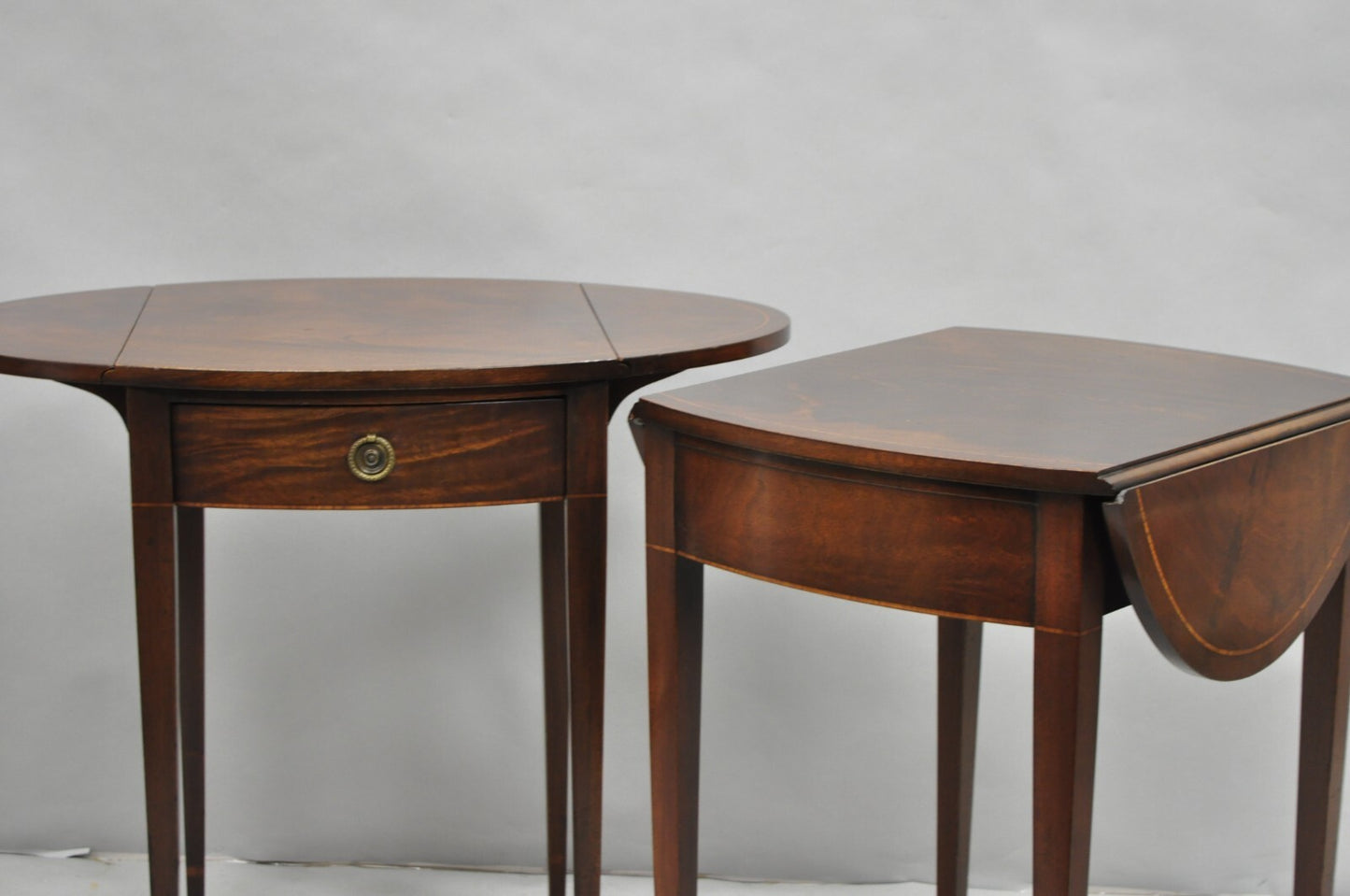 Vintage Beacon Hill Federal Small Mahogany Dropleaf Pembroke End Tables - a Pair