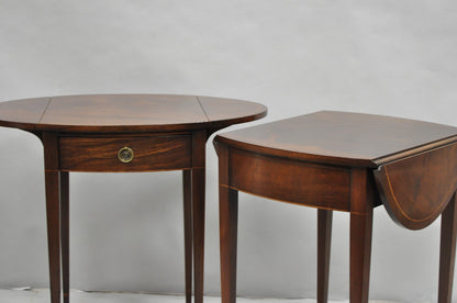 Vintage Beacon Hill Federal Small Mahogany Dropleaf Pembroke End Tables - a Pair