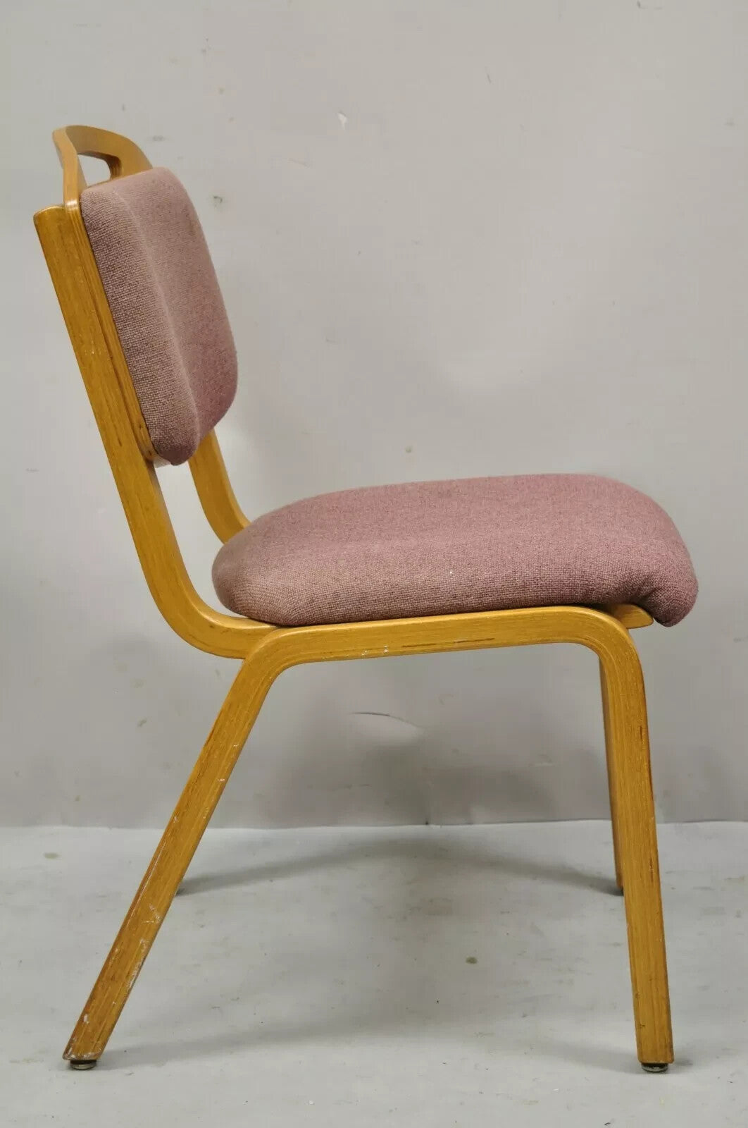 Vintage Sauder Designare Mid Century Modern Pink Bentwood Stacking Side Chair