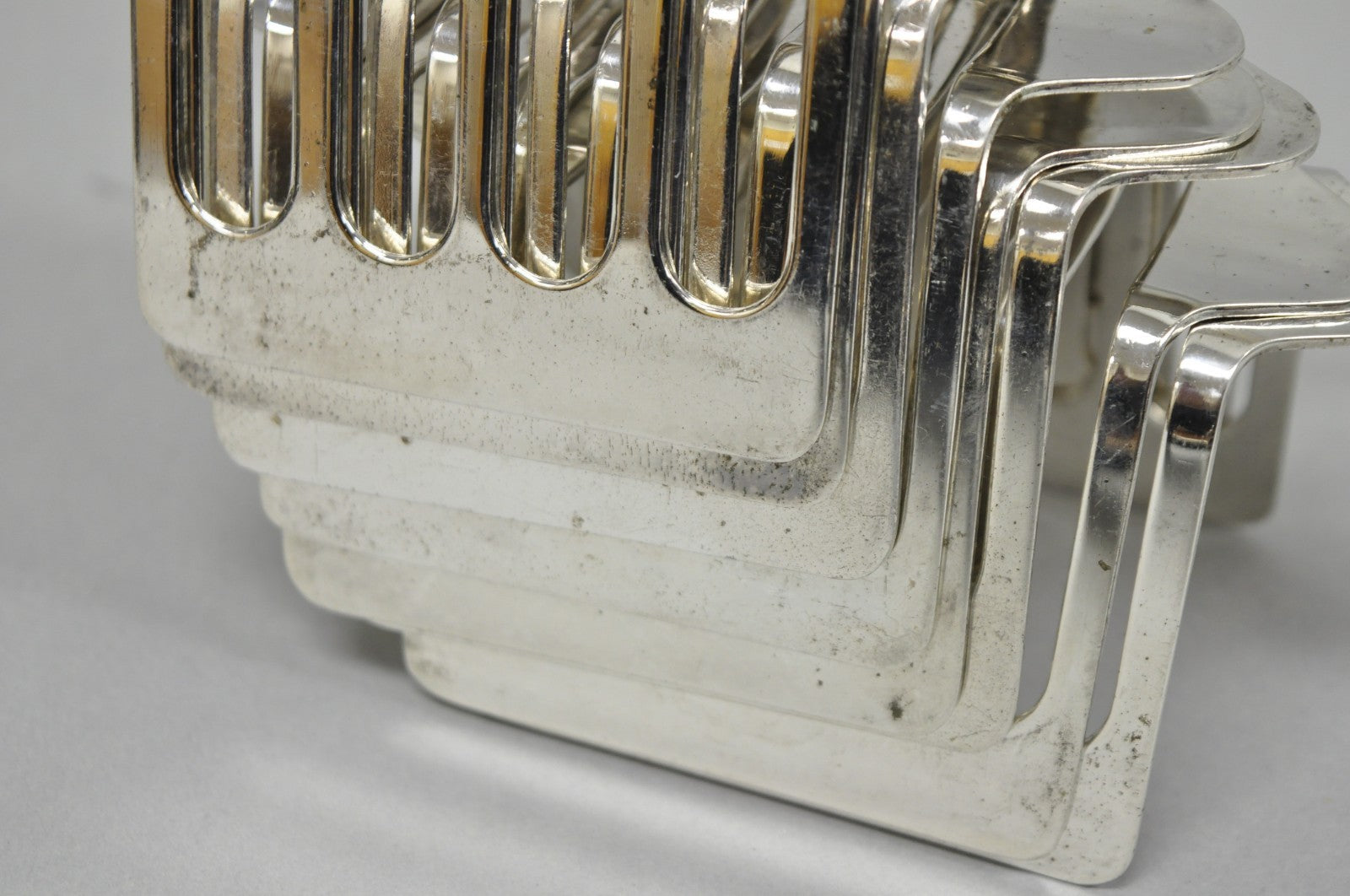 Vintage Modern Silver Plated Dinner Oil Caddy & (10) Toast Bread Racks - 12 Pcs