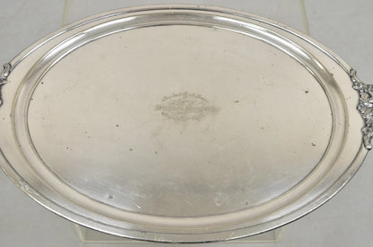 Antique Meriden B Co. Victorian Silver Plated Oval Serving Platter Tray Engraved