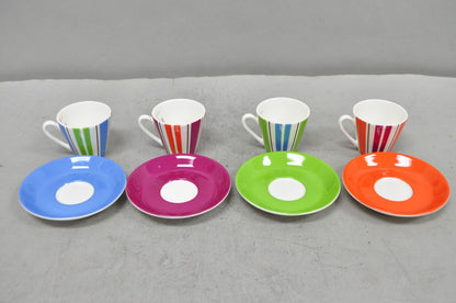 Kate Spade Lenox Collins Stripe Demitasse Espresso Cup & Saucer NIB - Set of 4