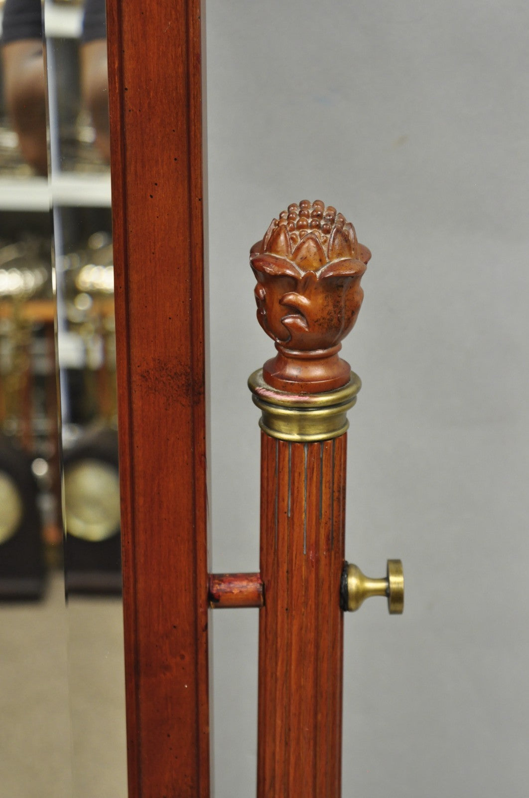 Bombay Company Cherry Wood Victorian Style Standing Cheval Mirror with Drawer