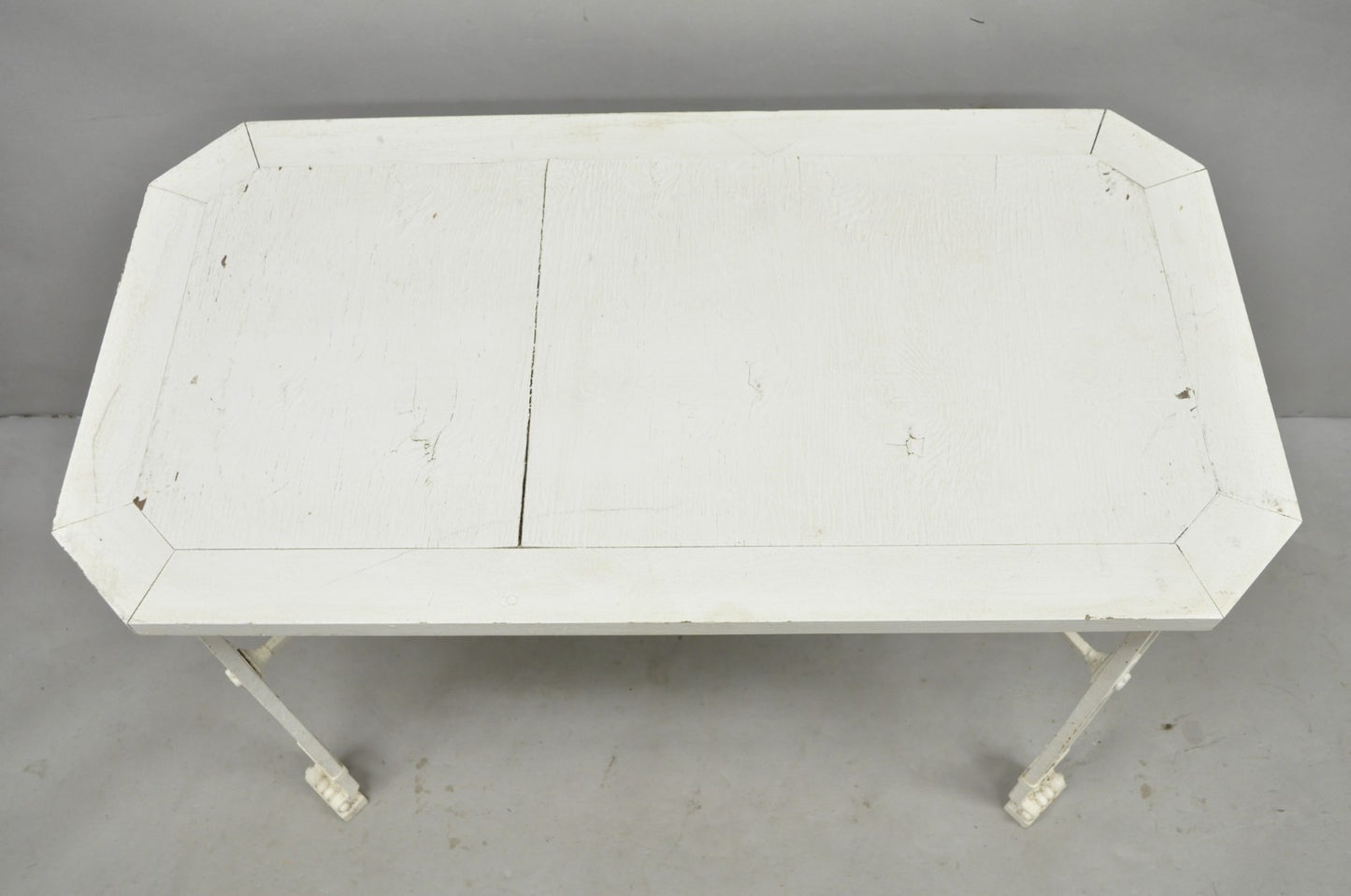 Antique Gothic Renaissance Wrought Iron Stretcher Base Potting Side Table (A)