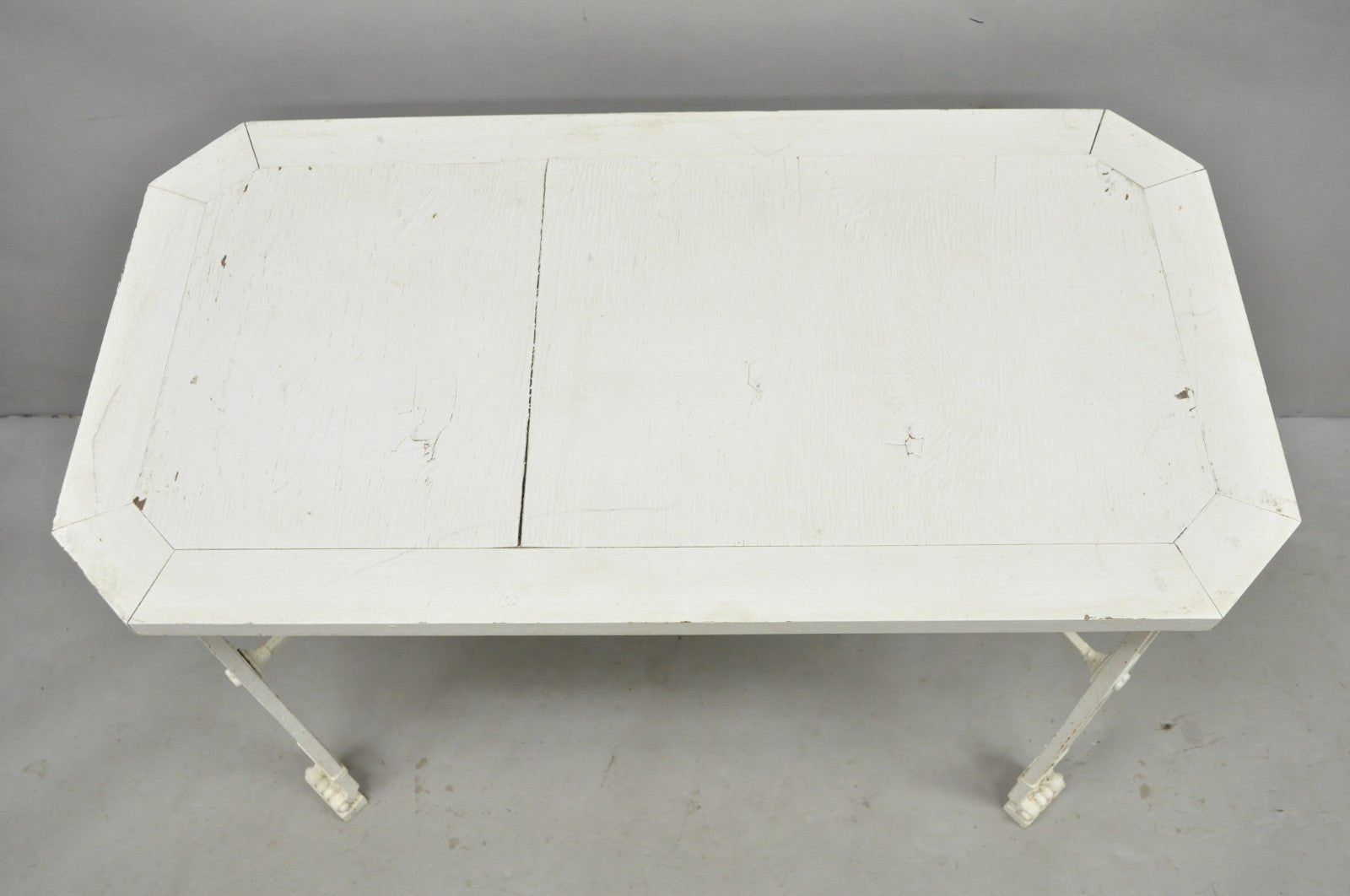 Antique Gothic Renaissance Wrought Iron Stretcher Base Potting Side Table (A)