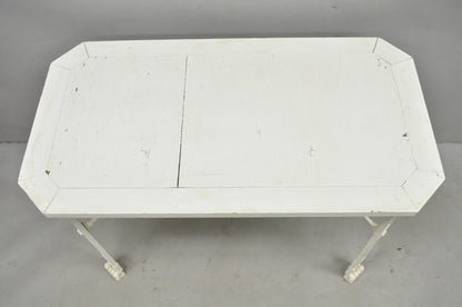 Antique Gothic Renaissance Wrought Iron Stretcher Base Potting Side Table (A)