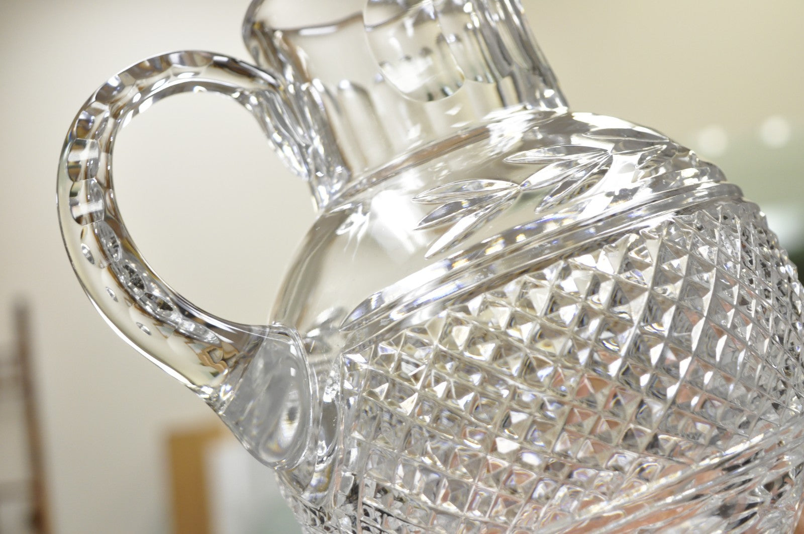 Vintage Victorian Style Leah Pattern Cut Crystal Glass Water Pitcher by Galway