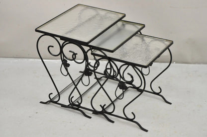 Vintage Salterini Wrought Iron Maple Leaf Garden Nesting Side Tables - Set of 3