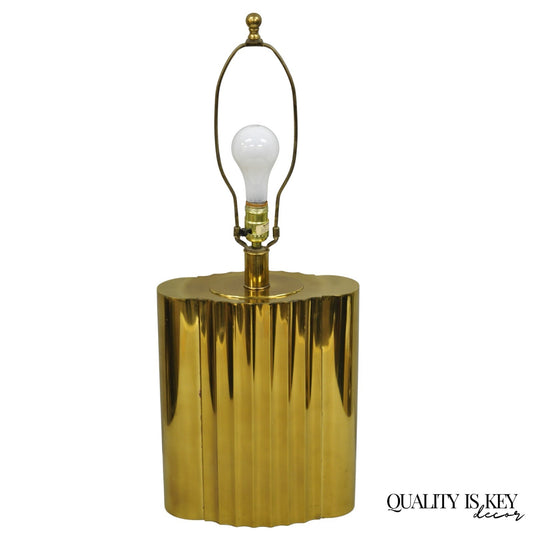 Vintage Paul Hanson MCM Hollywood Regency Burnished Brass Fluted Table Lamp