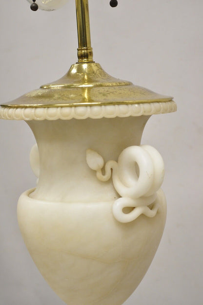 Vintage French Empire Neoclassical Italian Alabaster Marble Urn Table Lamp