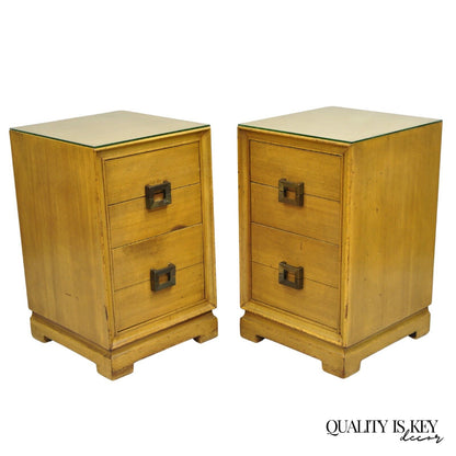 Mid Century Modern Mahogany James Mont Style Nightstands by Red Lion - a Pair