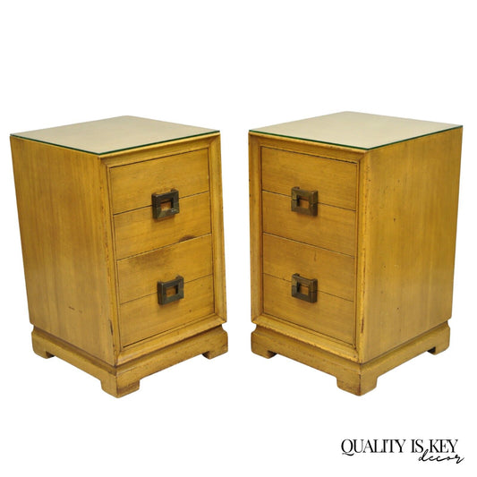 Mid Century Modern Mahogany James Mont Style Nightstands by Red Lion - a Pair