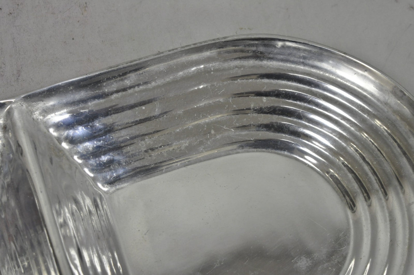 Vintage Mid Century Modern Art Deco Cast Aluminum 2 Section Serving Dish Platter